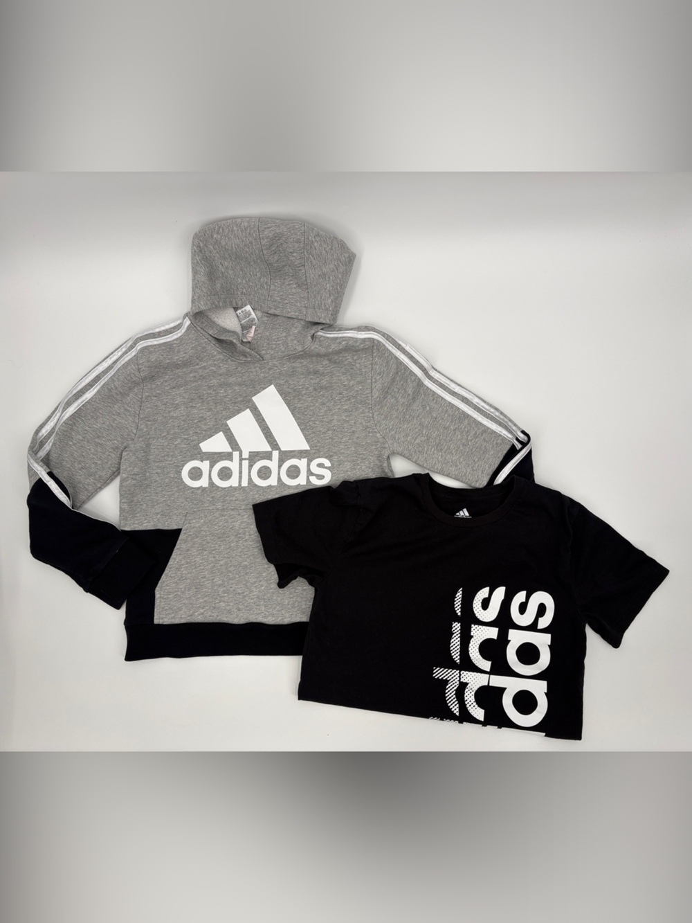 adidas Kids Grey Hoodie & Black Logo Tee Set
